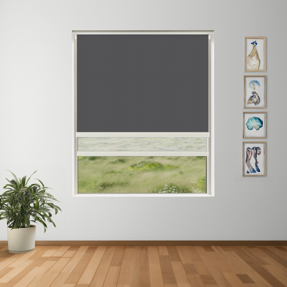 Black Sand Blockout + Sun Screen DualRoller Blind Made To Measure