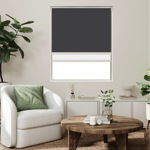 Black Sand Blockout + Sun Screen Dual-Roller Blind | Made To Measure