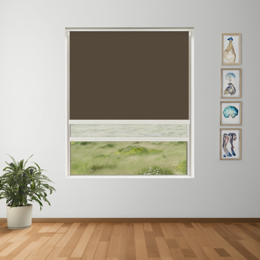 Coffee Blockout + Sun Screen Dual-Roller Blind | Made To Measure