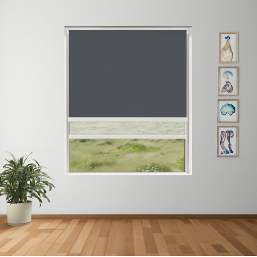 Deep Ocean Blockout + Sun Screen Dual-Roller Blind | Made To Measure