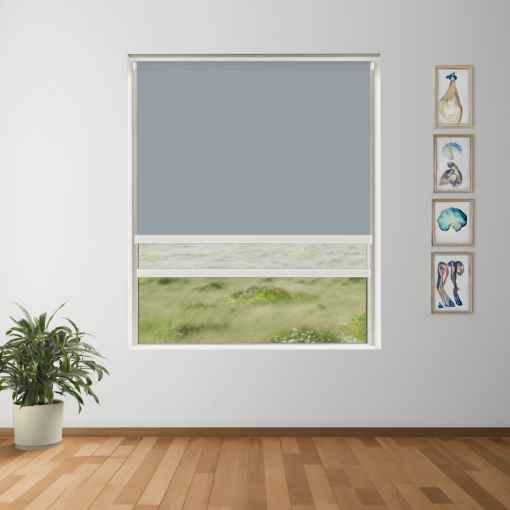 Grey Clouds Blockout + Sun Screen Dual-Roller Blind | Made To Measure
