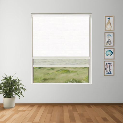 Oyster Shell Blockout + Sun Screen Dual-Roller Blind | Made To Measure