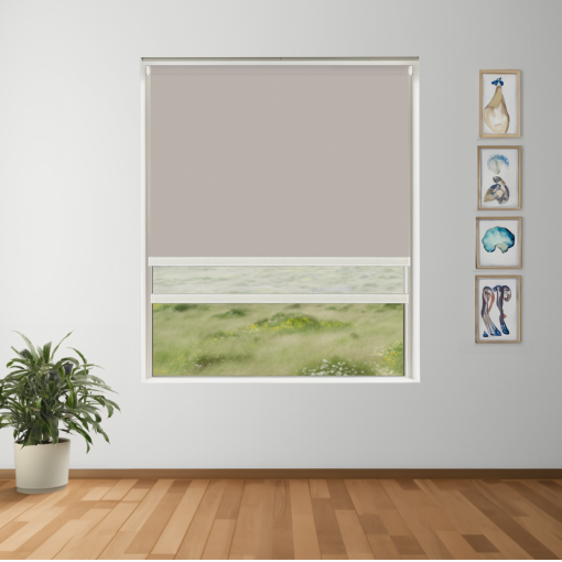 Warm Timber Blockout + Sun Screen Dual-Roller Blind | Made To Measure