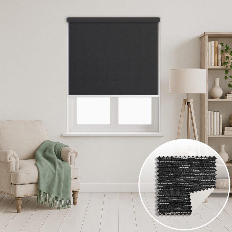 Rock Veil (Black) | Made-to-measure (Blockout) Roller Blind